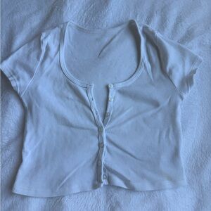 American Apparel White Ribbed Knit Top